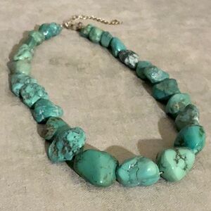 Vintage 925 Sterling Silver Turquoise Nugget Necklace